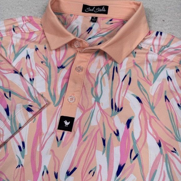 Bad Birdie Other - Bad Birdie Polo Shirt Mens M Floral Performance Stretch Golf Polo Lightweight